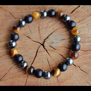 TIGER EYE HEMATITE OBSIDIAN STRETCH BRACELET